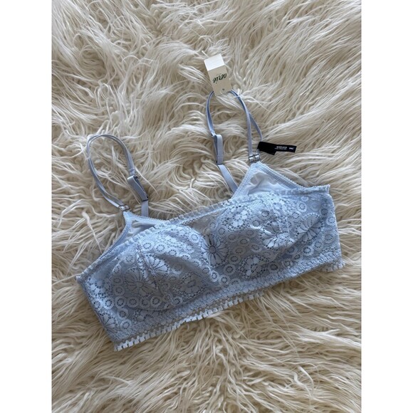 Aerie Real Power Wireless Push Up Joy Convertible Lace Bra Size 34C Light Blue - Picture 5 of 10